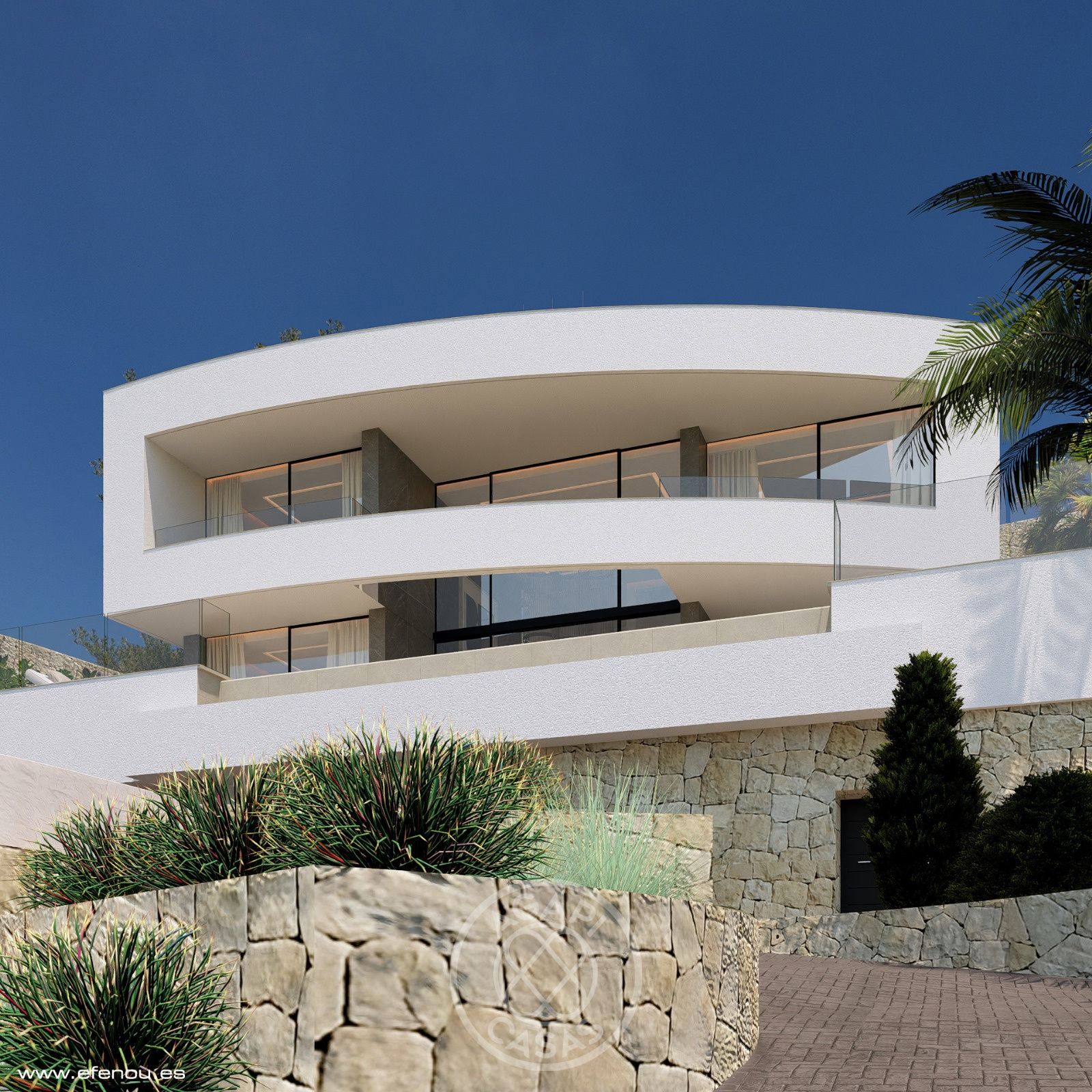 Moderne luxusuilla mit panoramablick auf das meer in Calpe