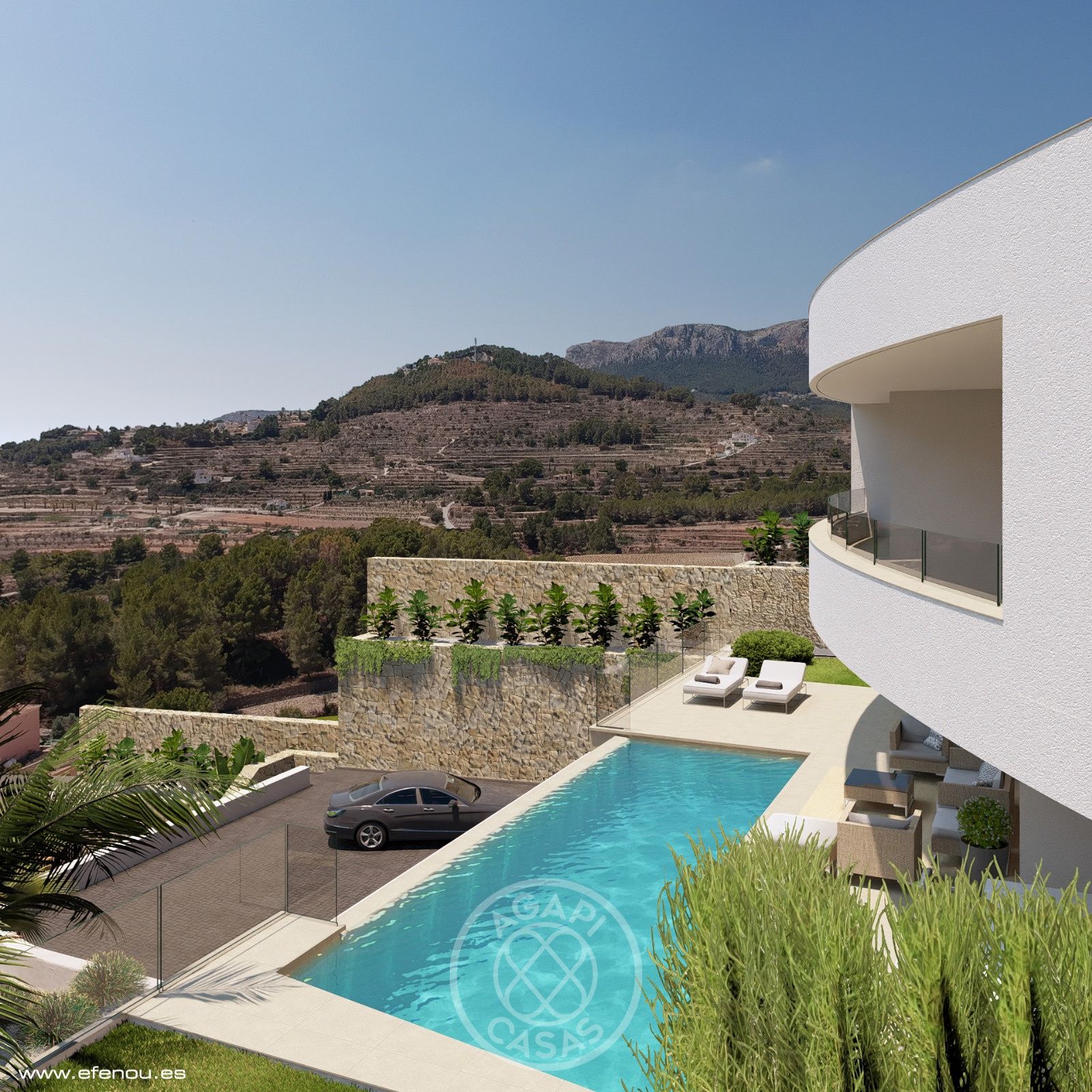 Moderne luxusuilla mit panoramablick auf das meer in Calpe