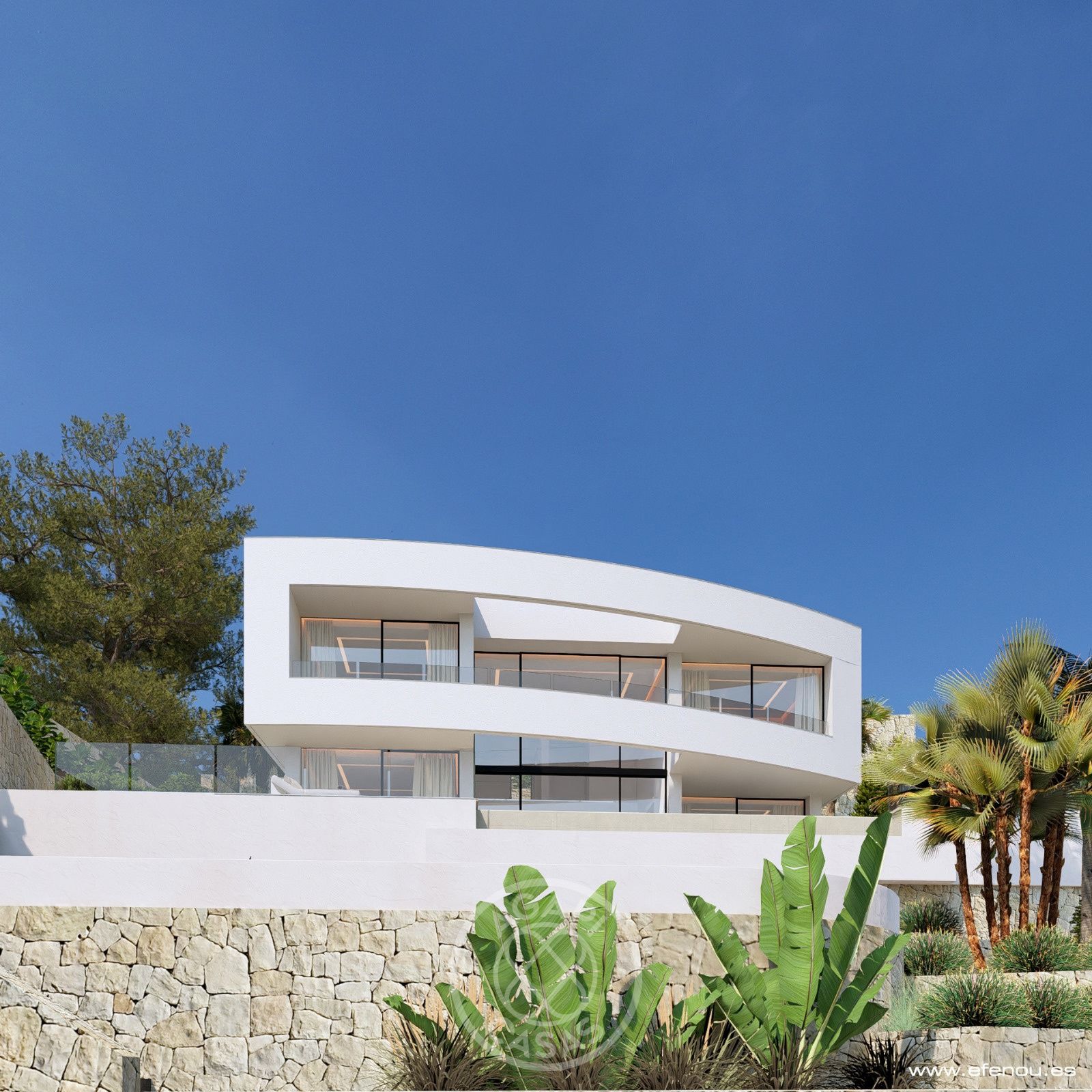 Moderne luxusuilla mit panoramablick auf das meer in Calpe