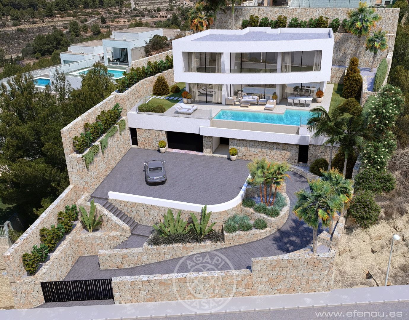 Moderne luxusuilla mit panoramablick auf das meer in Calpe