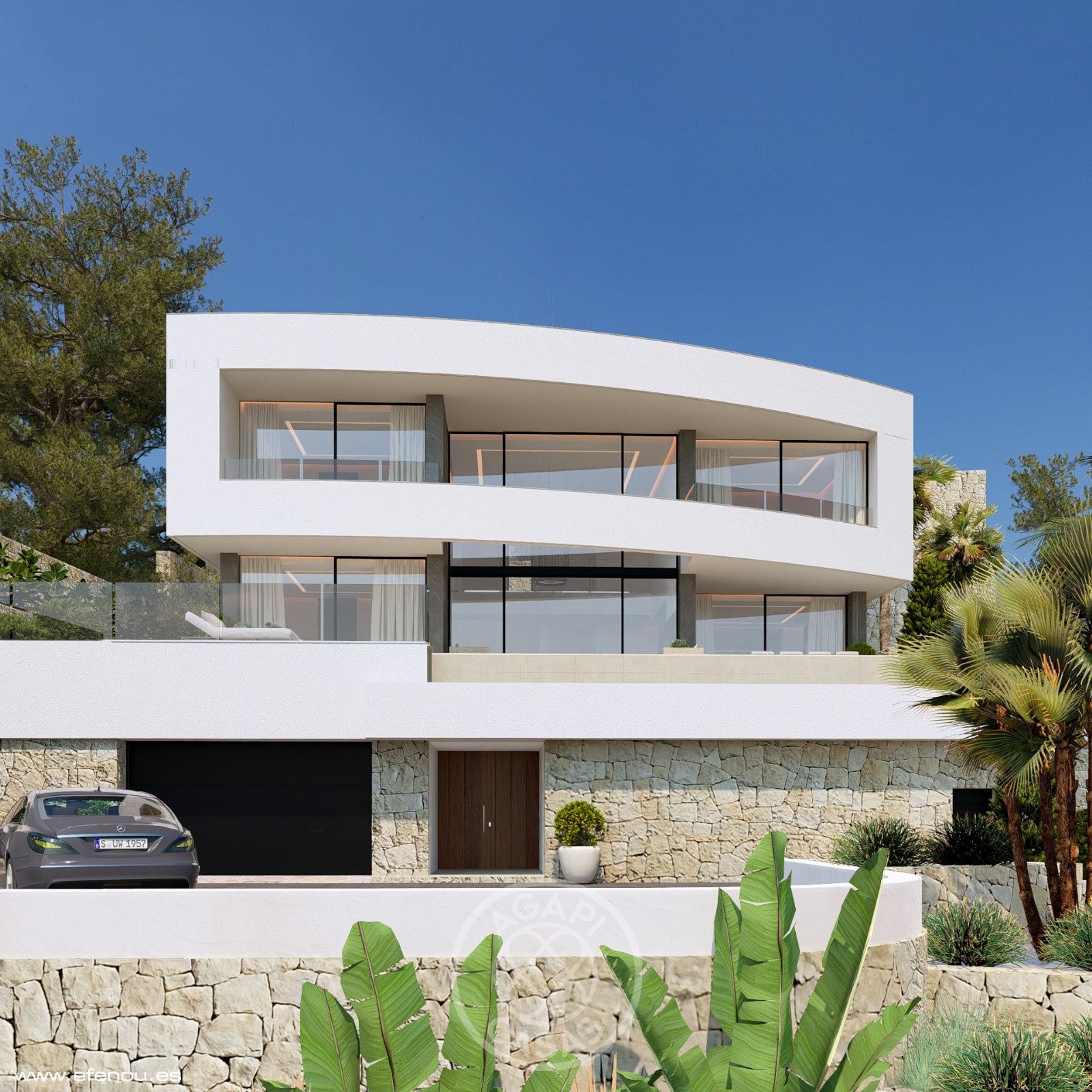 Moderne luxusuilla mit panoramablick auf das meer in Calpe