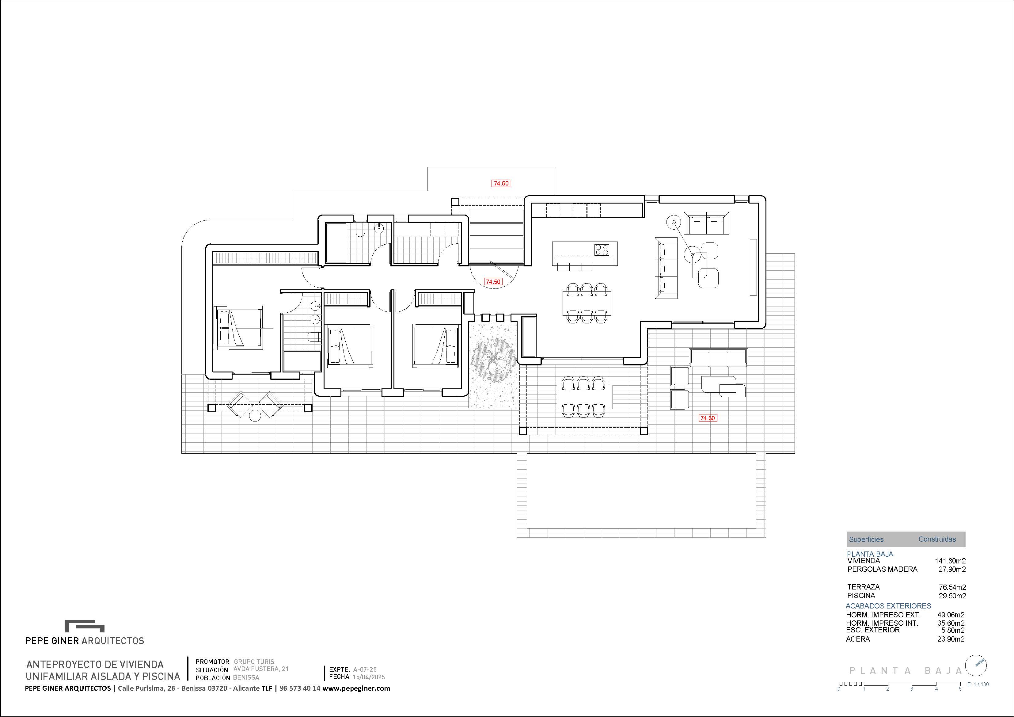 Villa mediterránea de una sola planta en La Fustera nr 046